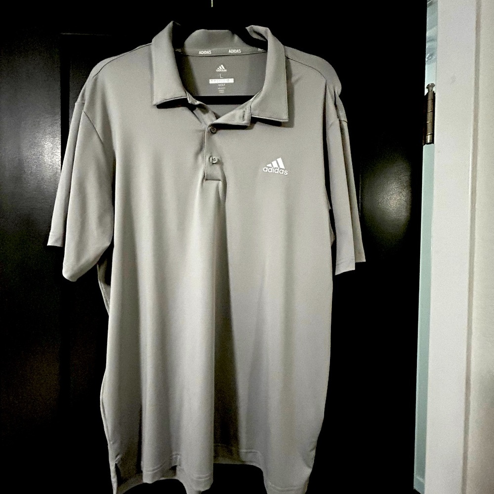 Men’s Adidas, large, golf, gray, golf shirt